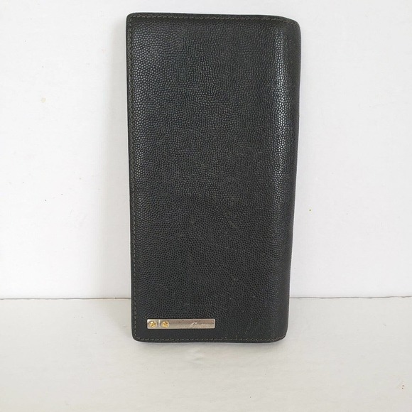 Cartier Handbags - Cartier Unisex Pebble Grain Leather Bifold Card Holder Checkbook Black Wallet